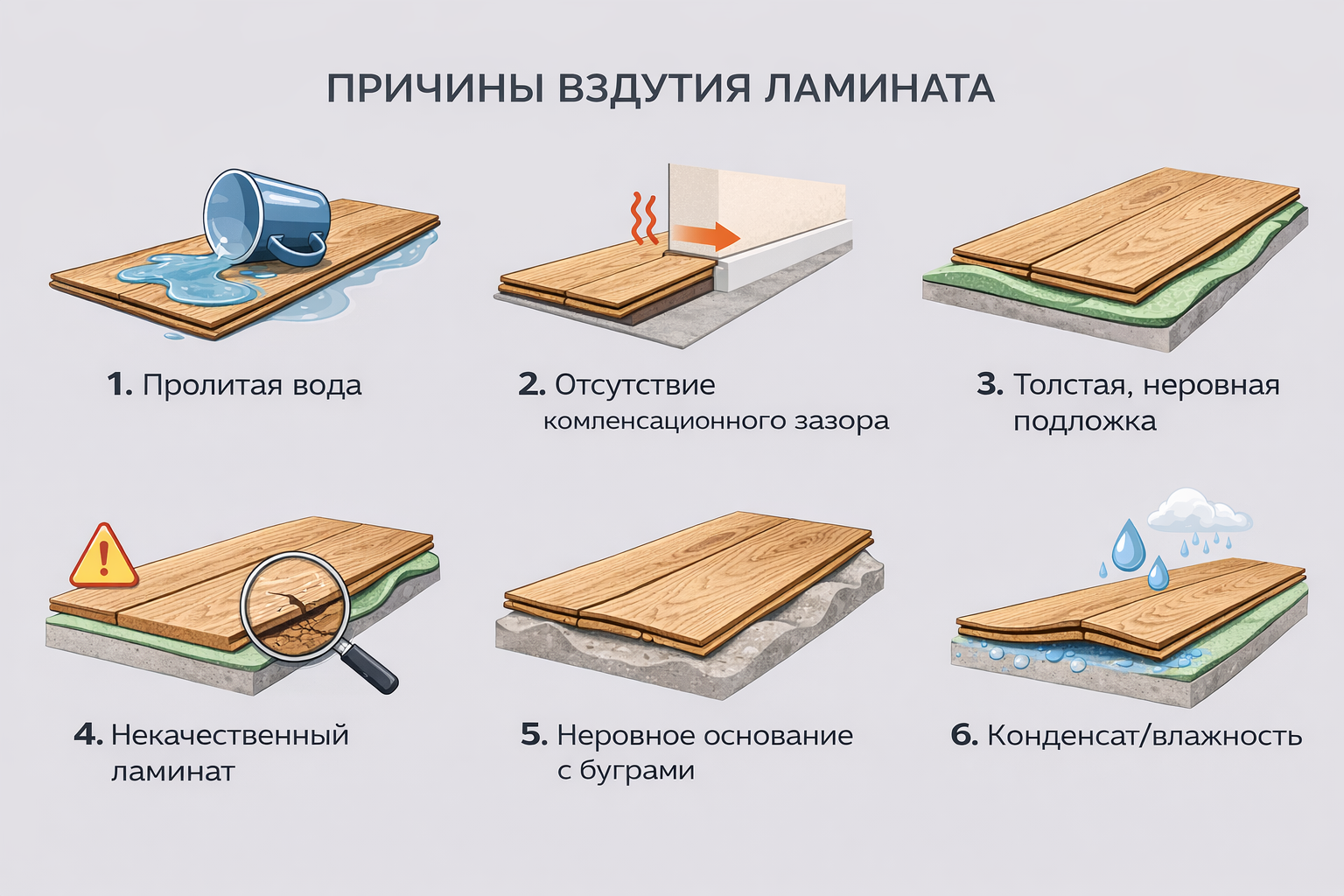 Почему ламинат вздувается
